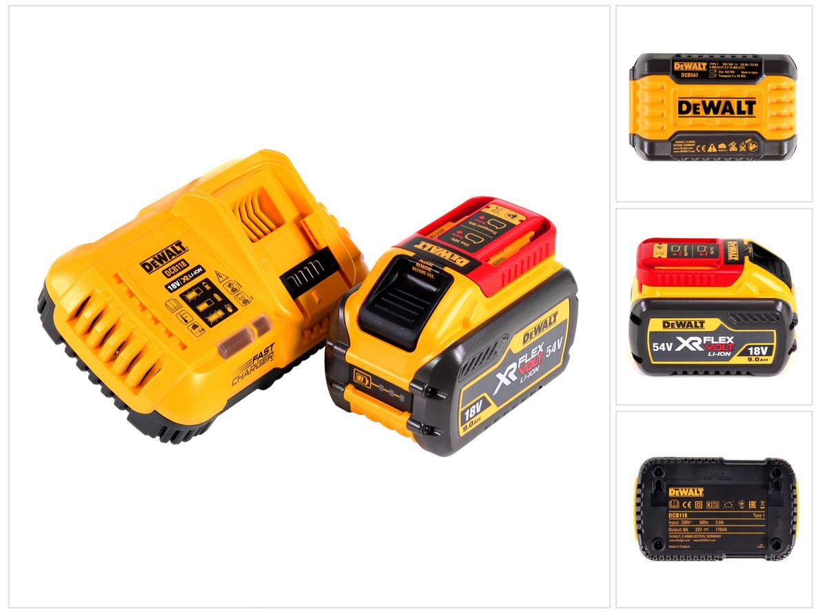 DeWalt DCB 118 X1 FlexVolt 54 V / 18 V Starter Set + 1x DCB 547 Akku 9,0 Ah