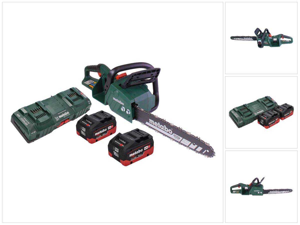 Metabo MS 36-18 LTX BL 40 Akku Kettensäge 36 V ( 2x 18 V ) 40 cm 22 m/s Brushless + 2x Akku 10,0 Ah + Doppel Ladegerät