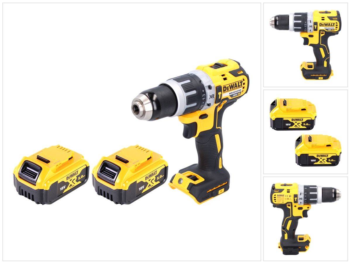 DeWalt DCD 796 N Akku Schlagbohrschrauber 18 V 70 Nm Brushless + 2x Akku 5,0 Ah - ohne Ladegerät