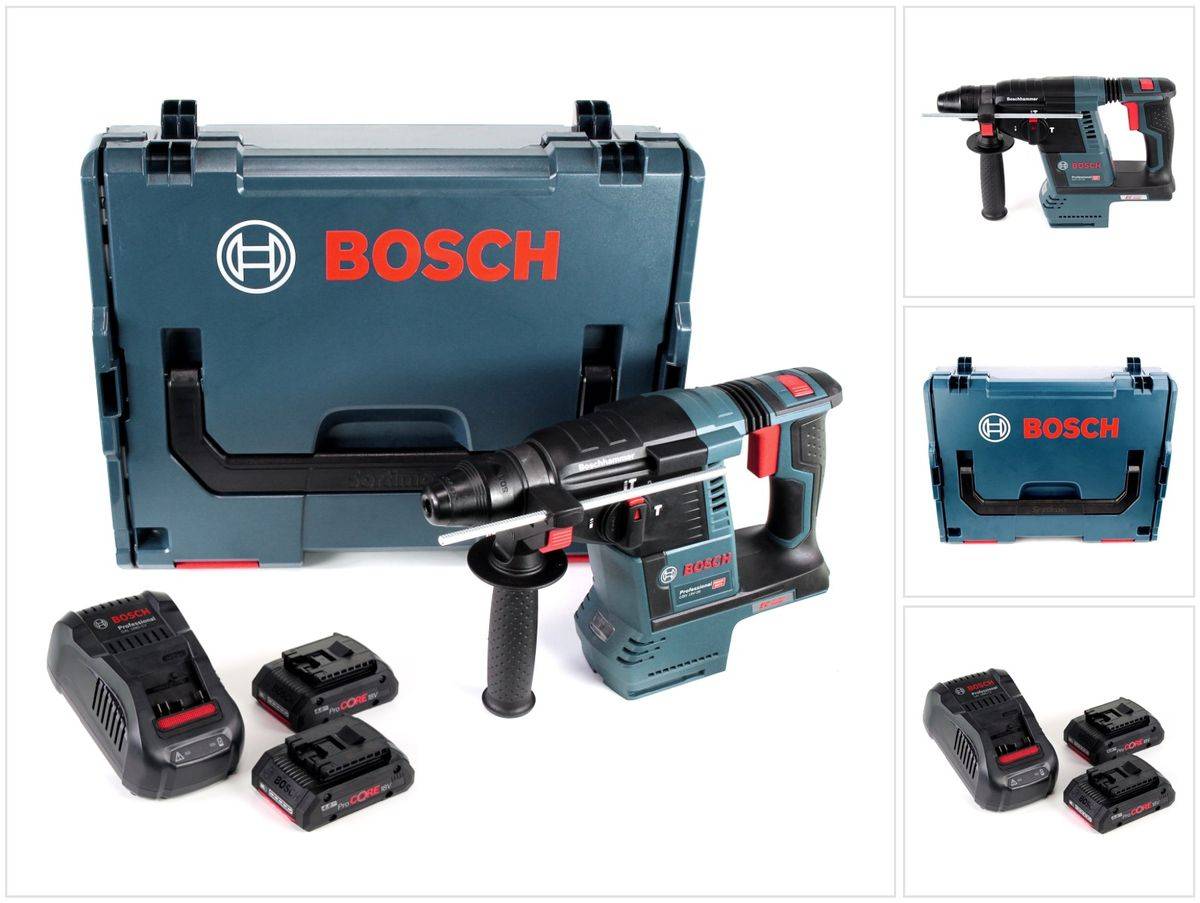 Bosch GBH 18V-26 Akku Bohrhammer 18V 2,6J SDS plus Brushless + 2x ProCORE Akku 4,0Ah + Ladegerät + L-Boxx