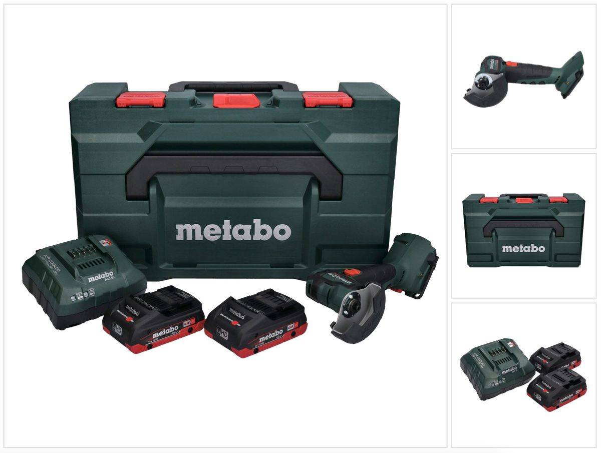Metabo CC 18 LTX Akku Winkelschleifer 18 V 76 mm Brushless + 2x Akku 4,0Ah + Ladegerät + metaBOX