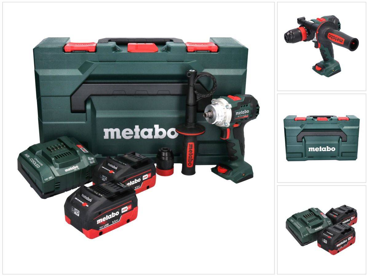 Metabo BS 18 LTX BL Q I Akku Bohrschrauber 18 V 130 Nm Brushless ( 602359660 ) + 2x Akku 5,5 Ah + Ladegerät + metaBOX