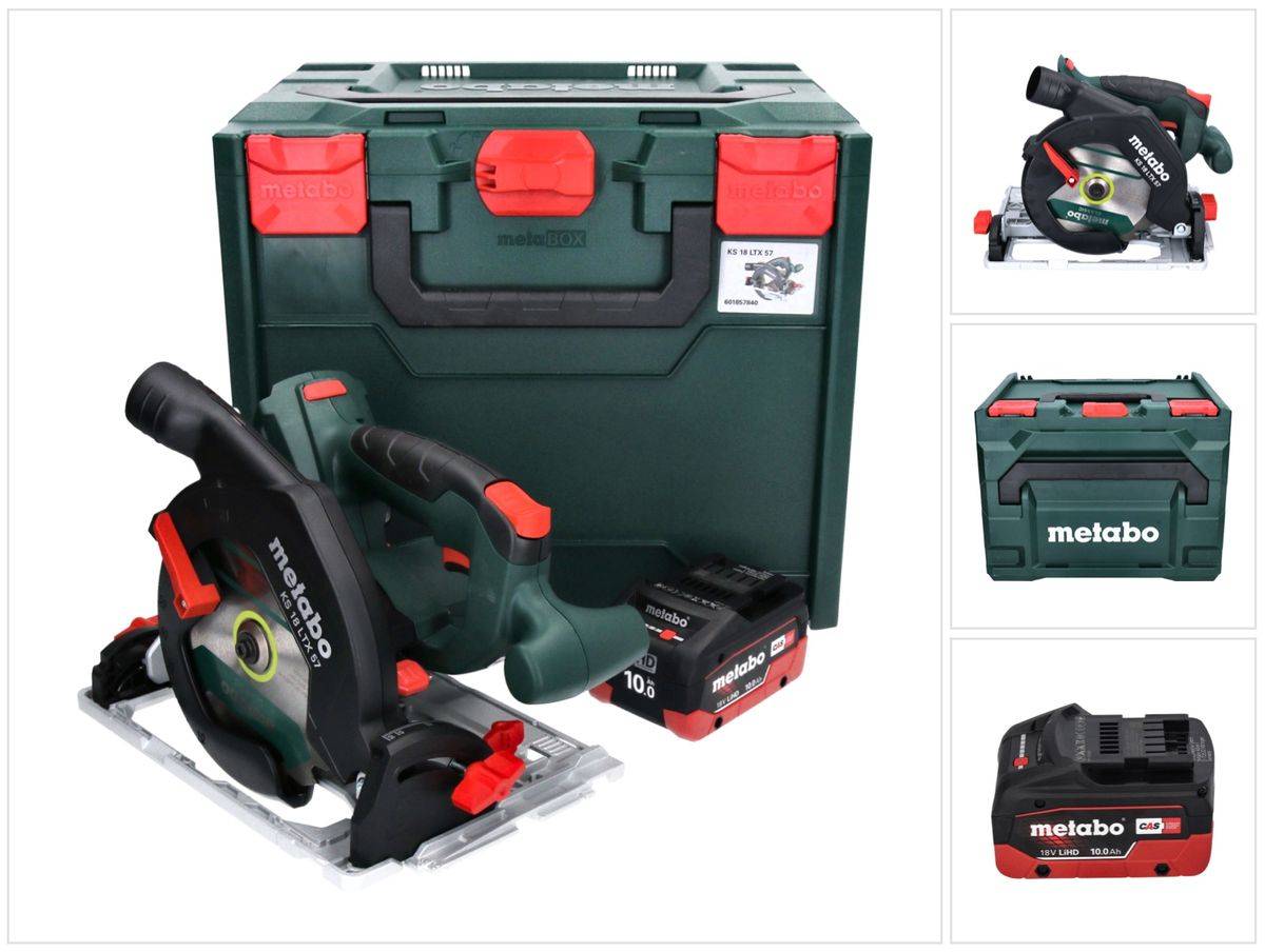 Metabo KS 18 LTX 57 Akku Handkreissäge 18 V 165 mm + 1x Akku 10,0 Ah + metaBOX - ohne Ladegerät
