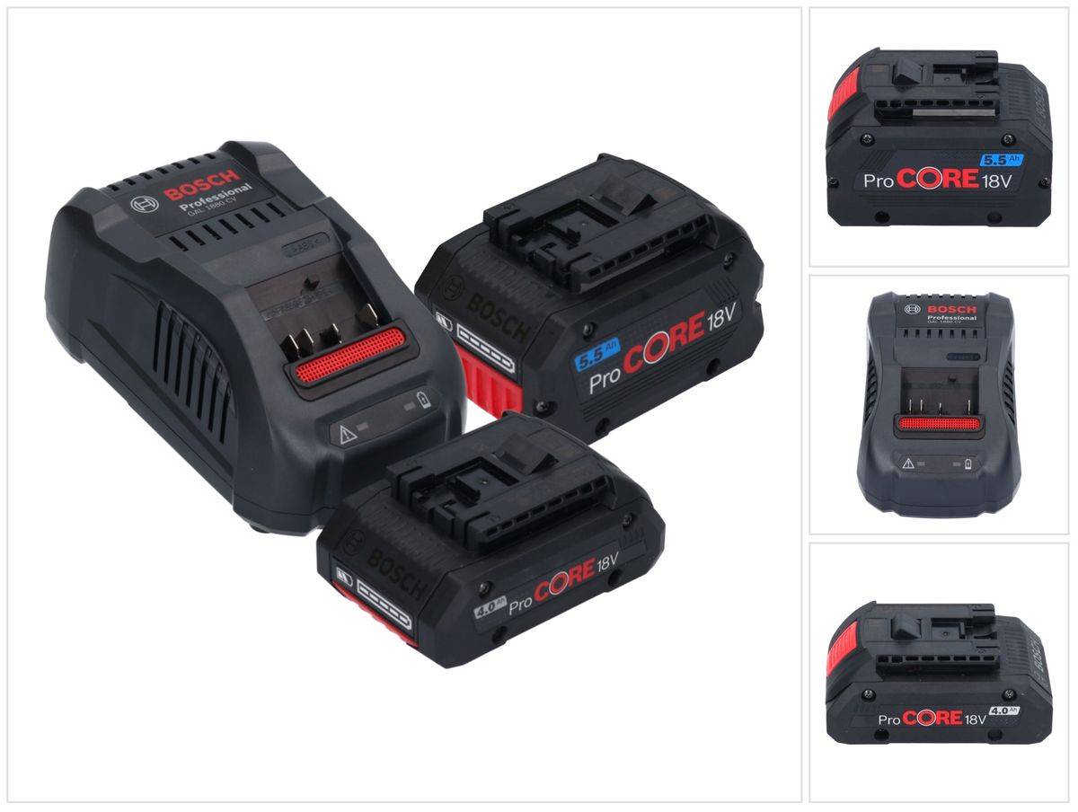 Bosch Starter Set 1x ProCORE 18 V 5,5 Ah Akku + 1x ProCORE 18 V 4,0 Ah Akku + GAL 1880 CV Ladegerät ( 1600A0214A )