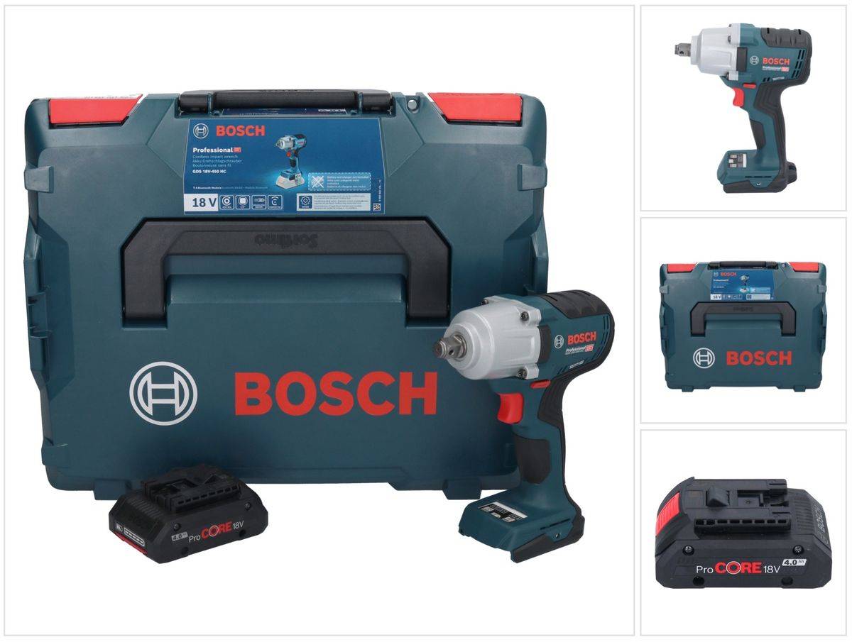 Bosch GDS 18V-450 HC Akku Drehschlagschrauber 18 V 450 Nm 1/2" + 1x ProCORE Akku 4,0 Ah + L-Boxx - ohne Ladegerät