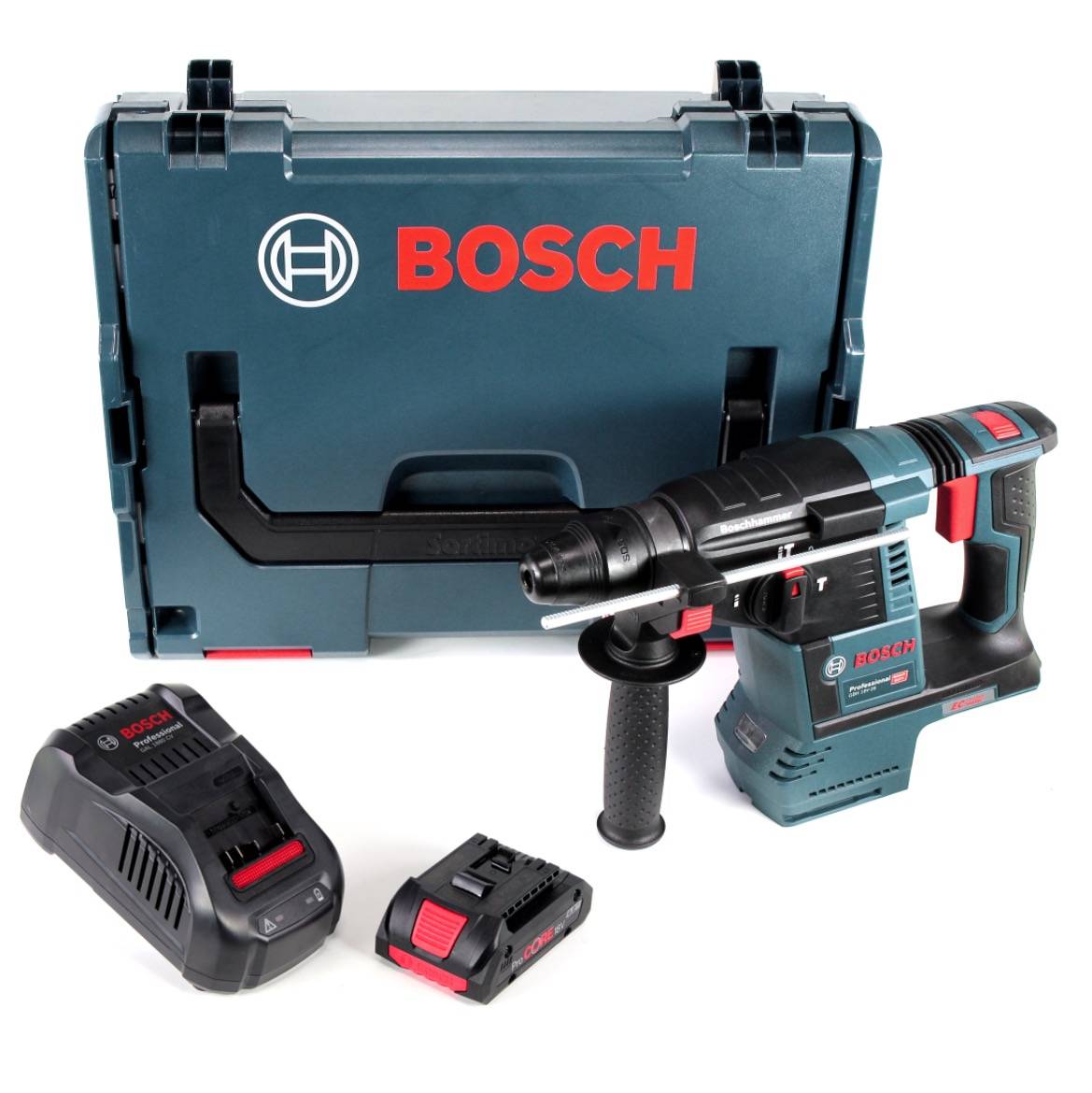 Bosch GBH 18V-26 Akku Bohrhammer 18V 2,6J SDS plus Brushless + 1x ProCORE Akku 4,0Ah + Ladegerät + L-Boxx