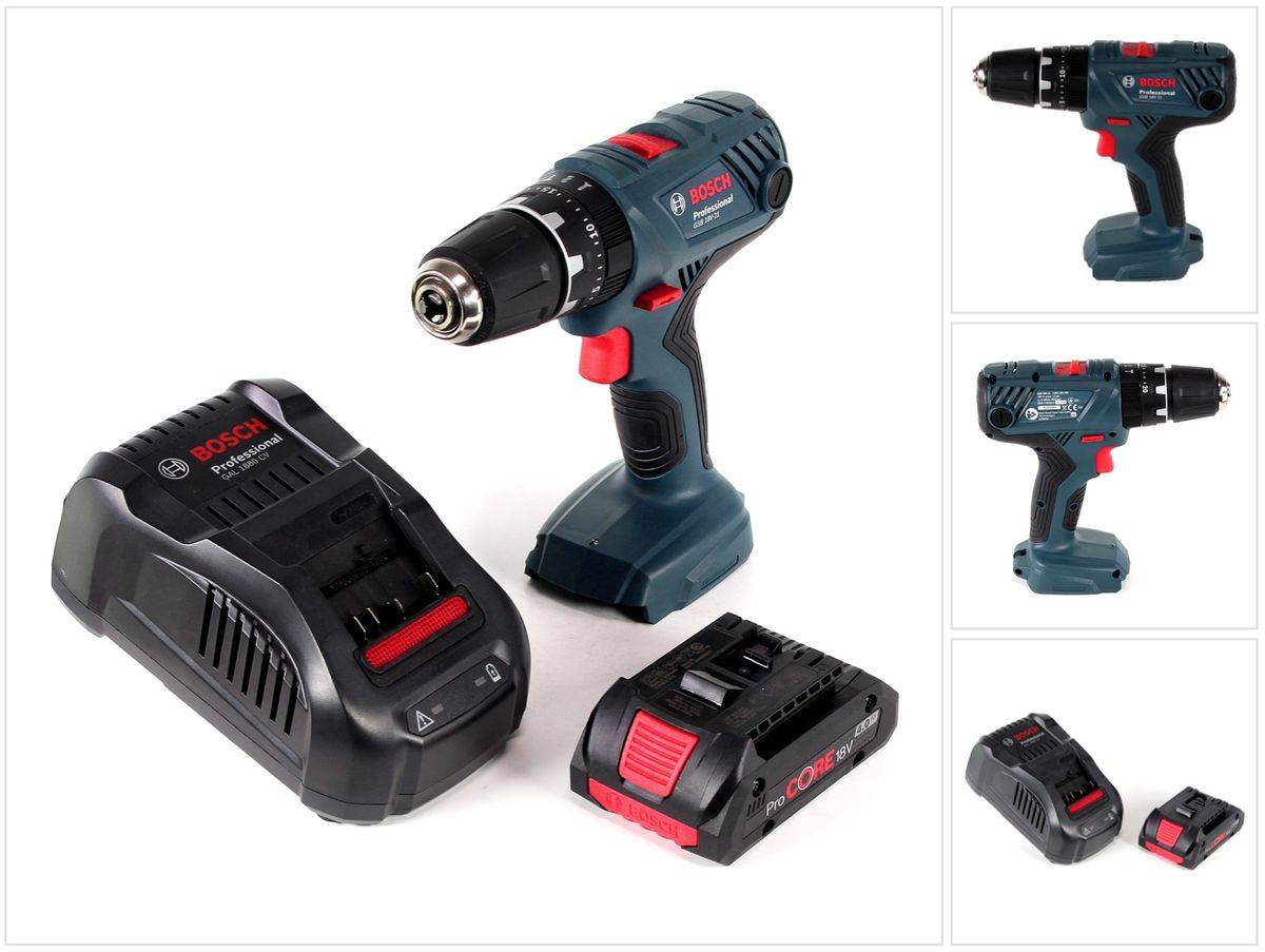 Bosch Professional GSB 18V-21 Akku Schlagbohrschrauber 18V 55Nm + 1x Akku ProCORE 4,0Ah + Schnellladegerät