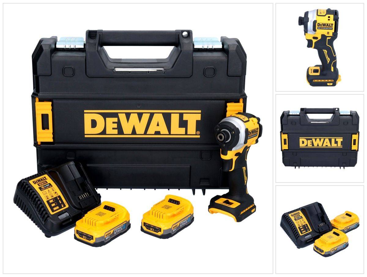 DeWalt DCF 850 E2T Akku Schlagschrauber 18 V 205 Nm 1/4" Brushless + 2x Akku 1,7 Ah + Ladegerät + TSTAK