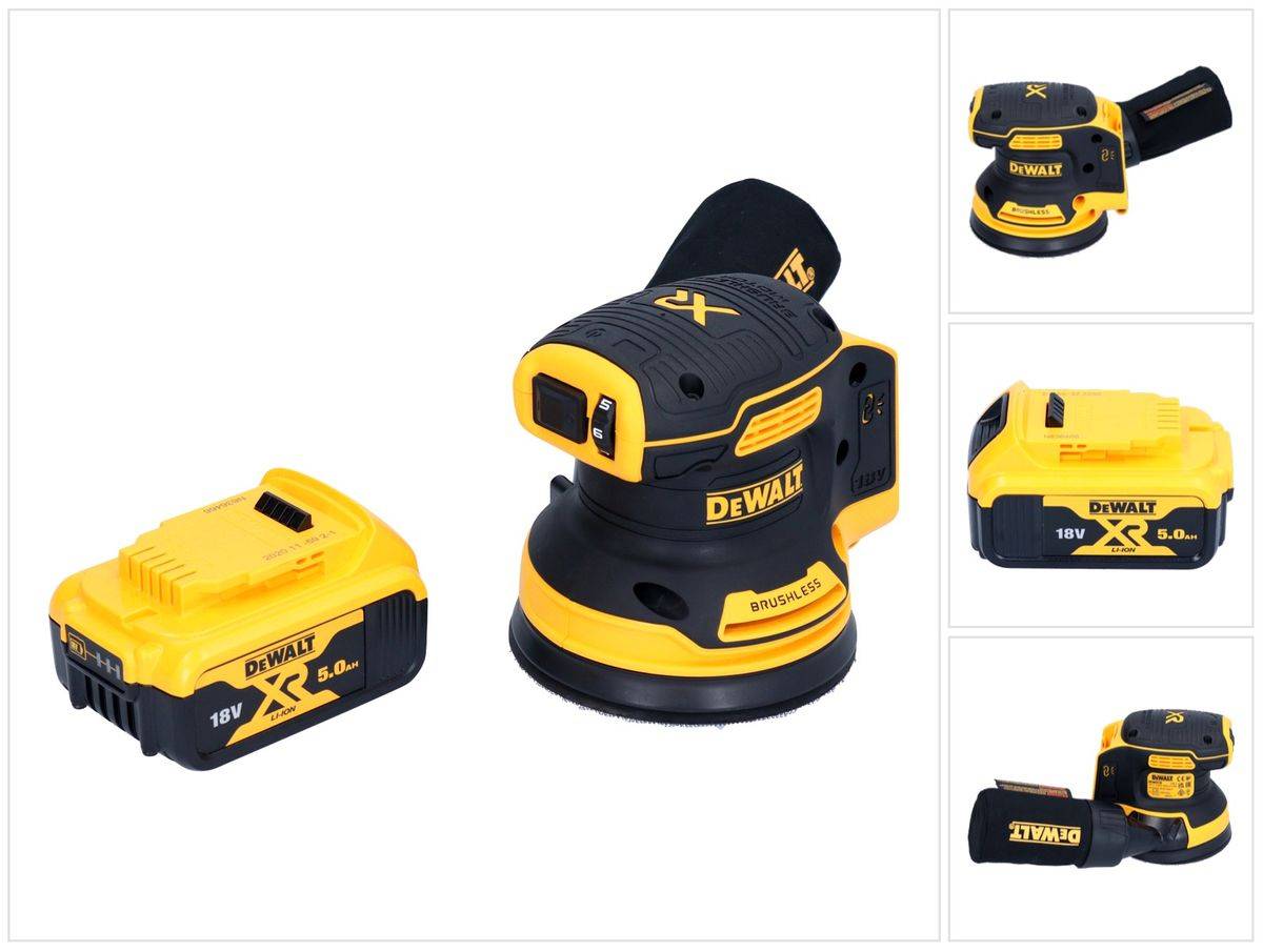 DeWalt DCW 210 N Akku Exzenterschleifer 18 V 125 mm Brushless + 1x Akku 5,0 Ah - ohne Ladegerät