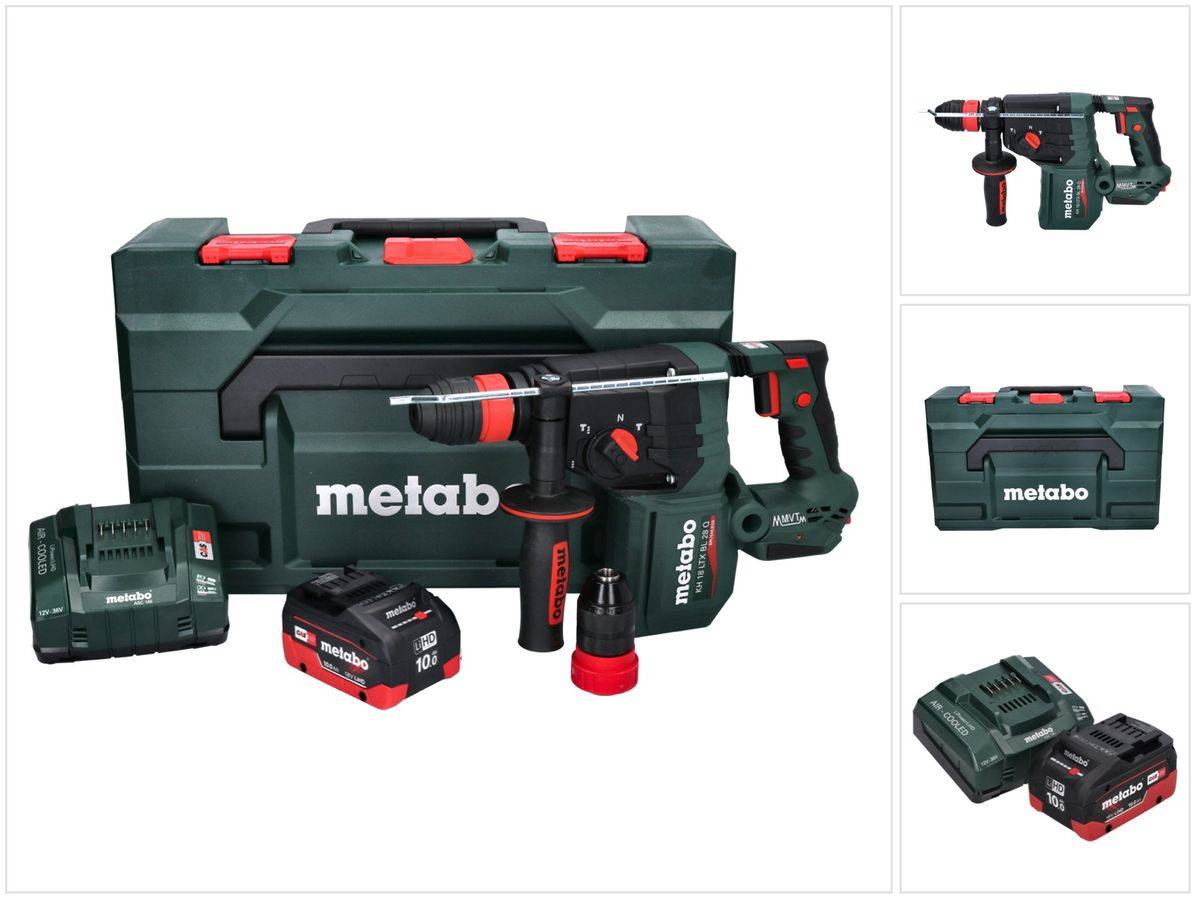 Metabo KH 18 LTX BL 28 Q Akku Bohrhammer 18 V 3 J SDS plus Brushless + 1x Akku 10,0 Ah + Ladegerät + metaBOX