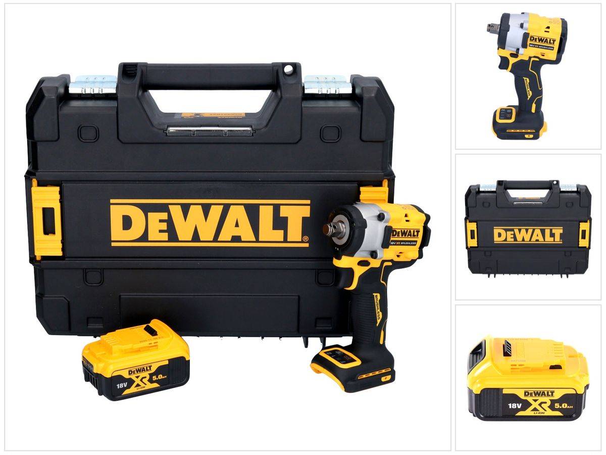 DeWalt DCF 921 NT Akku Schlagschrauber 18 V 400 Nm 1/2" Brushless + 1x Akku 5,0 Ah + TSTAK - ohne Ladegerät