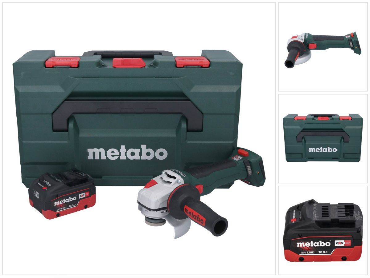 Metabo WB 18 LT BL 11-125 Quick Akku Winkelschleifer 18 V 125 mm Brushless + 1x Akku 10,0 Ah + metaBOX - ohne Ladegerät