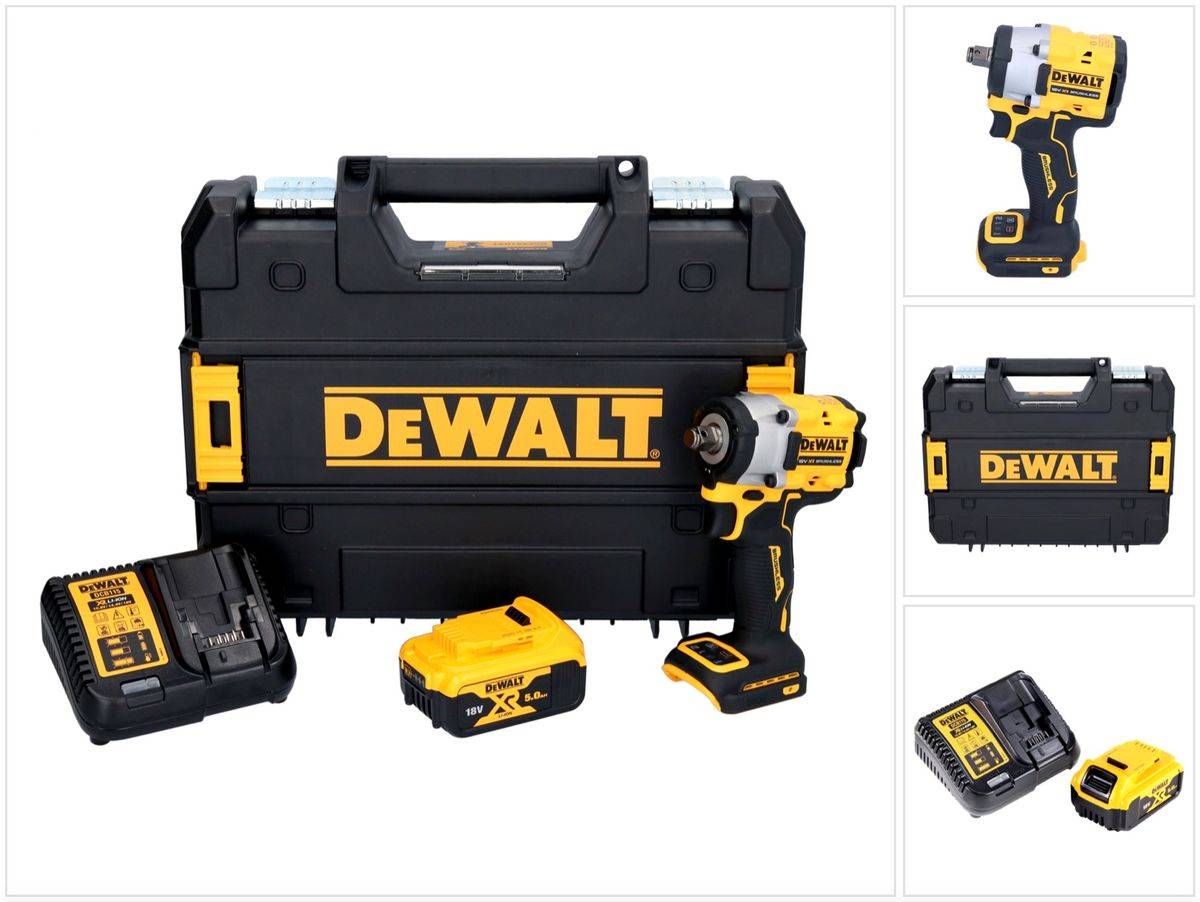 DeWalt DCF 921 P1 Akku Schlagschrauber 18 V 400 Nm 1/2" Brushless + 1x Akku 5,0 Ah + Ladegerät + TSTAK
