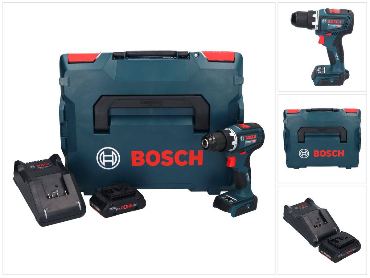 Bosch GSR 18V-90 C Professional Akku Bohrschrauber 18 V 64 Nm Brushless + 1x ProCORE Akku 4,0 Ah + Ladegerät + L-Boxx