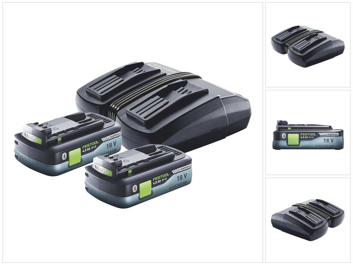 Festool Energie Set TCL 6 DUO Doppel Schnellladegerät 10,8 V - 18 V ( 577017 ) + 2x BP 18 Li 4,0Ah HPC-ASI Akkupack HighPower ( 2x 205034 )