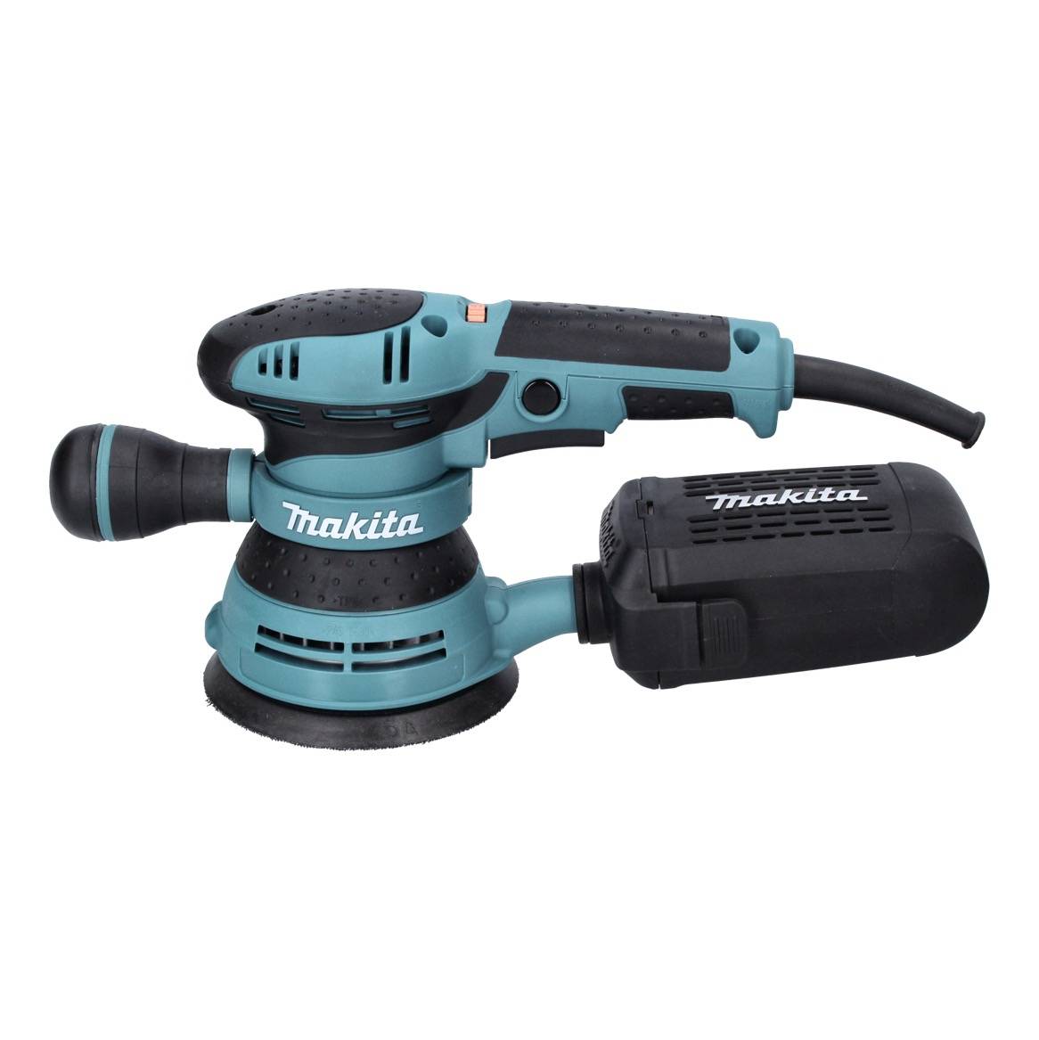 Makita BO 5041 J Exzenterschleifer Schleifmaschine 300 W 125 mm + Toolbrothers SPIDER Schleifset Netzschleifmittel + Makpac