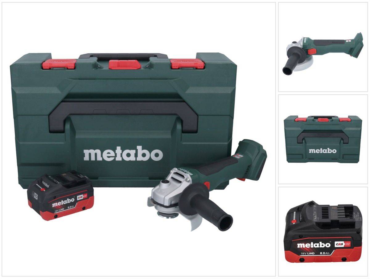 Metabo W 18 L BL 9-125 Akku Winkelschleifer 18 V 125 mm Brushless + 1x Akku 8,0 Ah + metaBOX - ohne Ladegerät