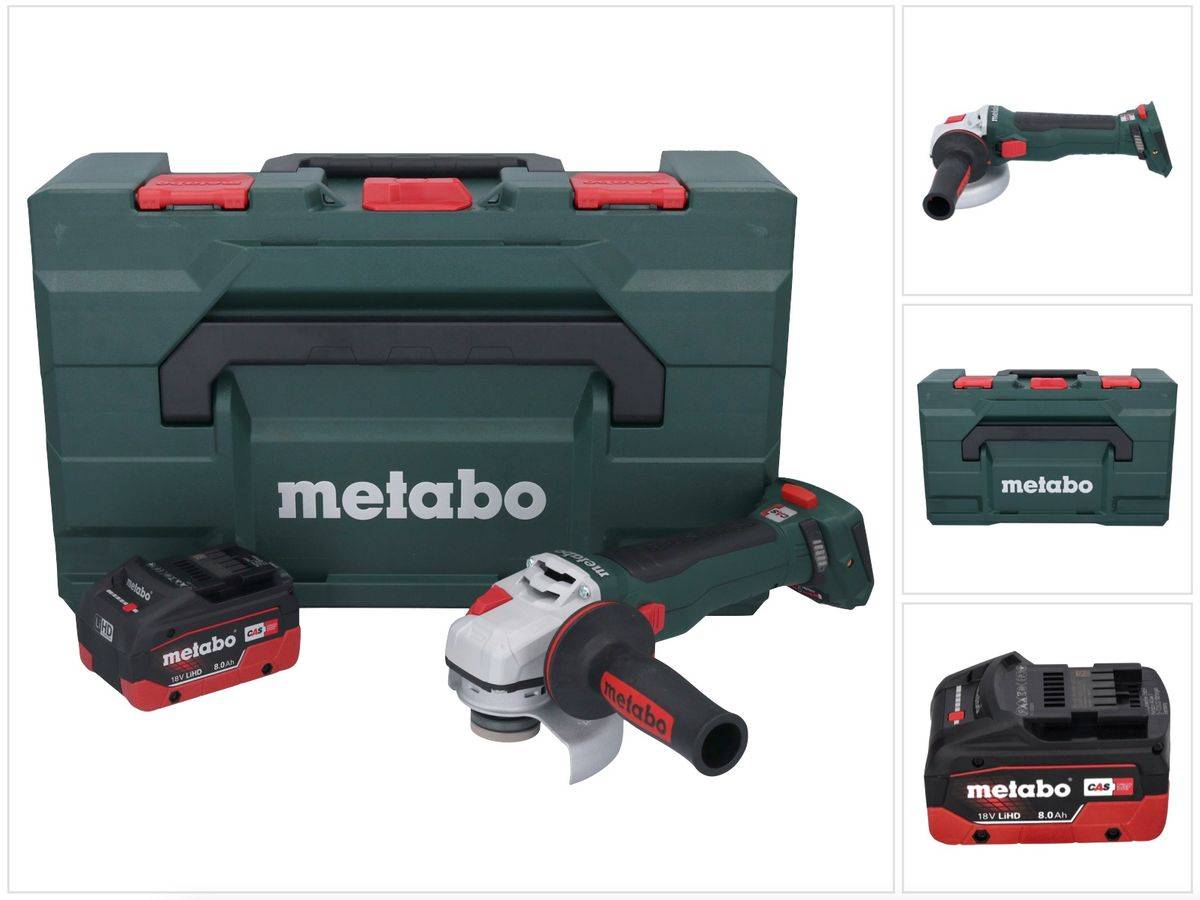 Metabo WB 18 LT BL 11-125 Quick Akku Winkelschleifer 18 V 125 mm Brushless + 1x Akku 8,0 Ah + metaBOX - ohne Ladegerät