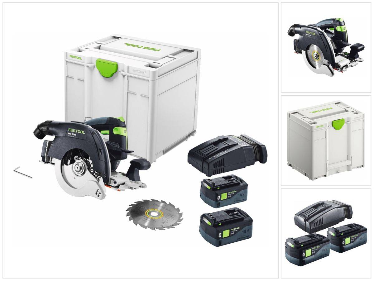 Festool HKC 55 5,0 EBI-Plus-SCA Akku Handkreissäge 18 V 160 mm Brushless ( 577678 ) + 2x Akku 5,0 Ah + Ladegerät + Systainer