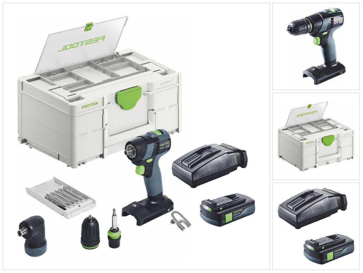 Festool TXS 18-Basic-Set Akku Bohrschrauber 18 V 40 Nm Brushless + 1x Akku 3,0 Ah + Ladegerät + Systainer
