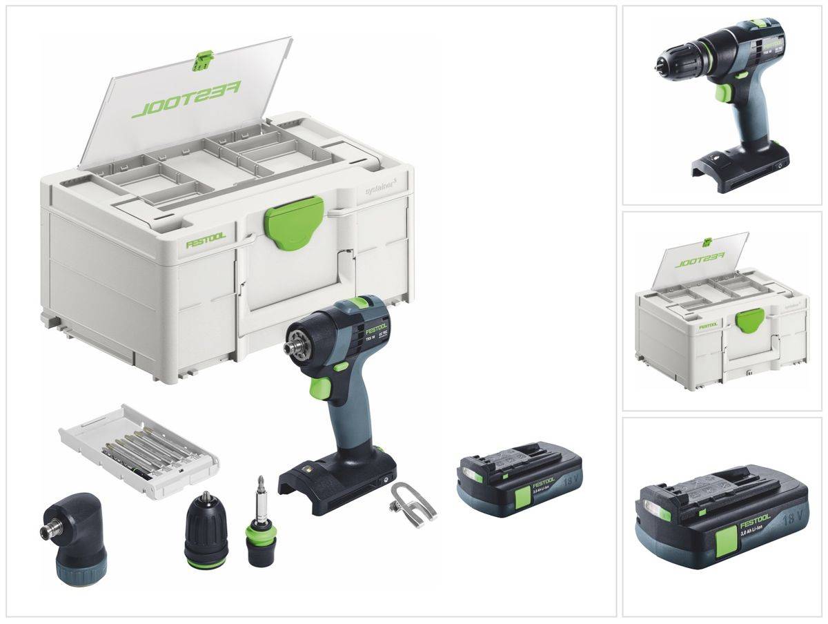 Festool TXS 18-Basic-Set Akku Bohrschrauber 18 V 40 Nm Brushless + 1x Akku 3,0 Ah + Systainer - ohne Ladegerät