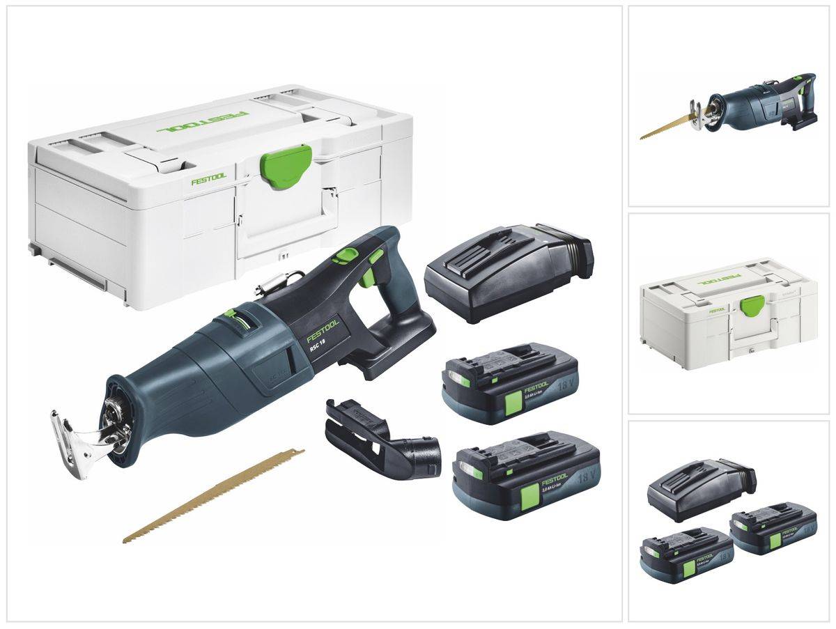 Festool RSC 18 EB-Basic Akku Säbelsäge 18 V Brushless + 2x Akku 3,0 Ah + Ladegerät + Systainer