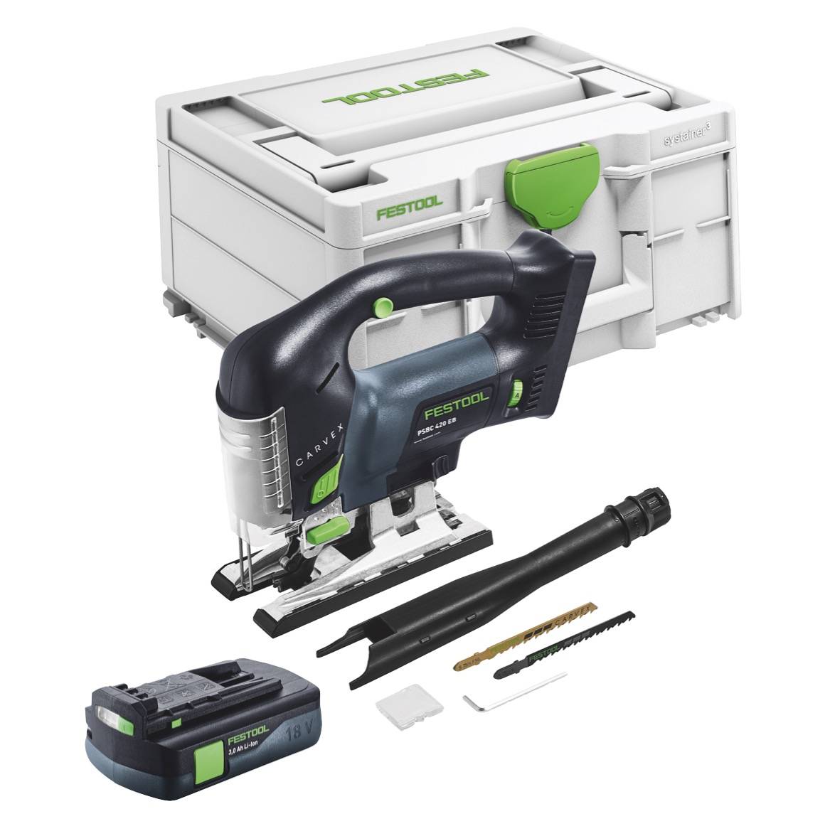 Festool CARVEX PSBC 420-Basic Akku Pendelstichsäge 18 V 120 mm Brushless + 1x Akku 3,0 Ah + Systainer - ohne Ladegerät