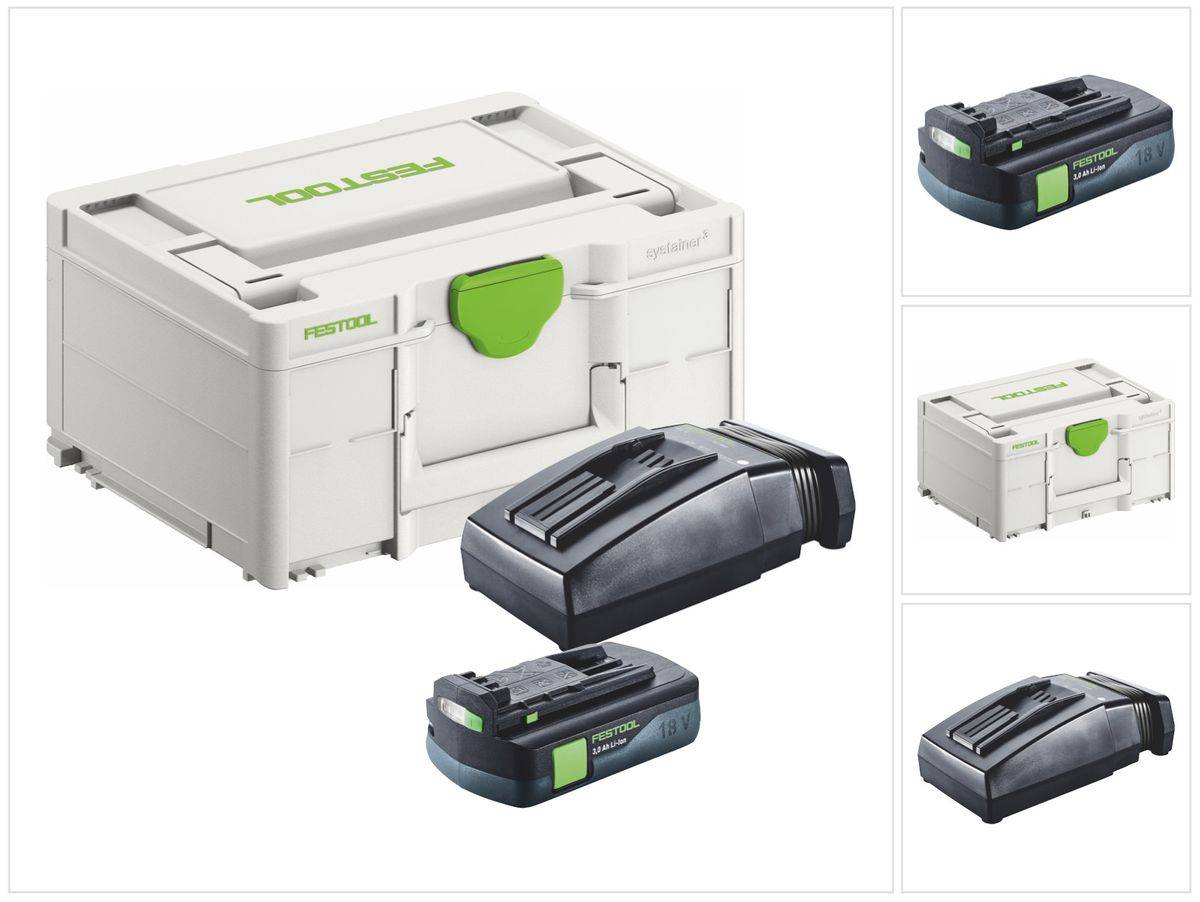 Festool Energie Set 1x BP 18 Li 3,0 C Akku 18 V 3,0 Ah / 3000 mAh Li-Ion ( 577658 ) + TCL 6 Ladegerät ( 201135 ) + Systainer