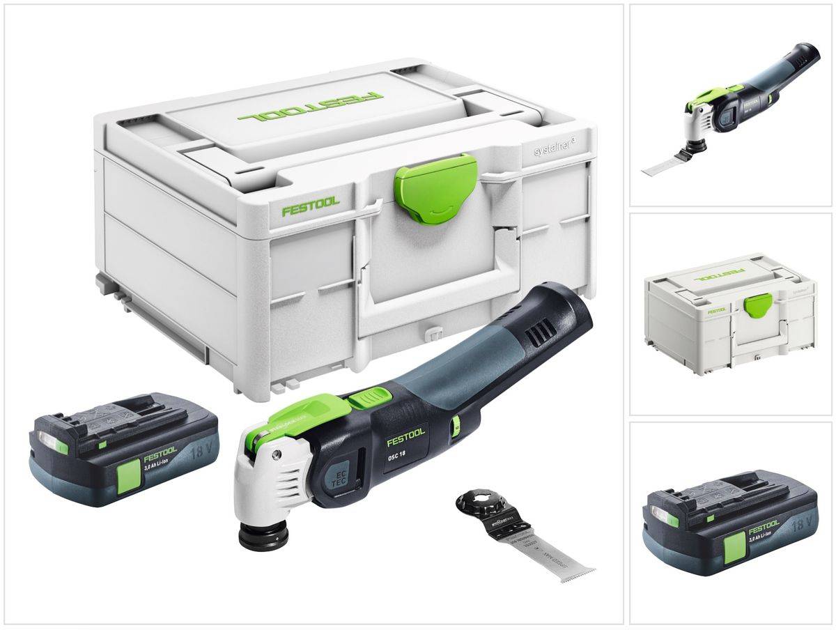 Festool VECTURO OSC 18 E-Basic Akku Oszillierer 18 V Starlock Max Brushless + 1x Akku 3,0 Ah + Systainer - ohne Ladegerät