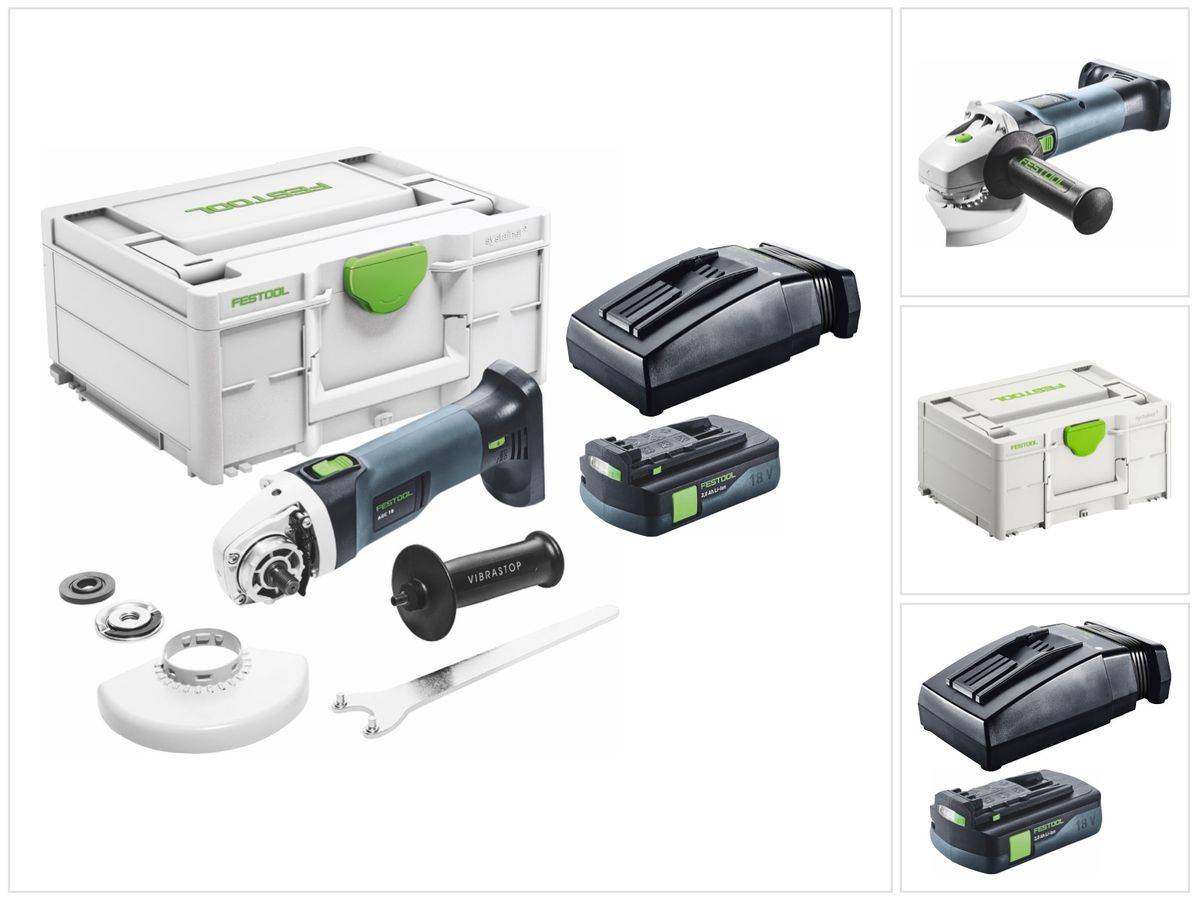 Festool AGC 18-125 EB-Basic Akku Winkelschleifer 18 V 125 mm Brushless + 1x Akku 3,0 Ah + Ladegerät + Systainer