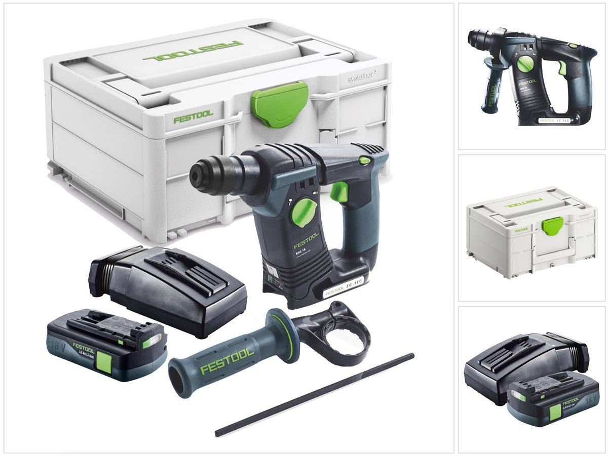 Festool BHC 18-Basic Akku Bohrhammer 18 V 1,8 J SDS Plus Brushless + 1x Akku 3,0 Ah + Ladegerät + Systainer