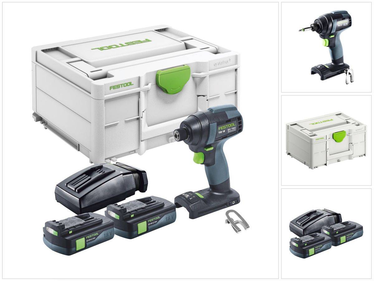 Festool TID 18-Basic Akku Schlagschrauber 18 V 180 Nm 1/4" + 2x Akku 3,0 Ah + Ladegerät + Systainer