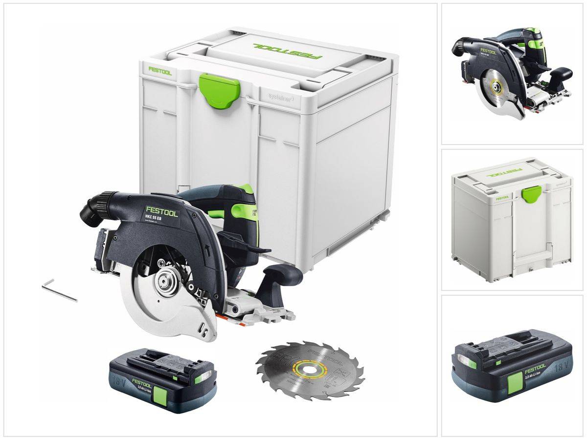 Festool HKC 55 EB-Basic Akku Handkreissäge 18 V 160 mm Brushless + 1x Akku 3,0 Ah + Systainer - ohne Ladegerät