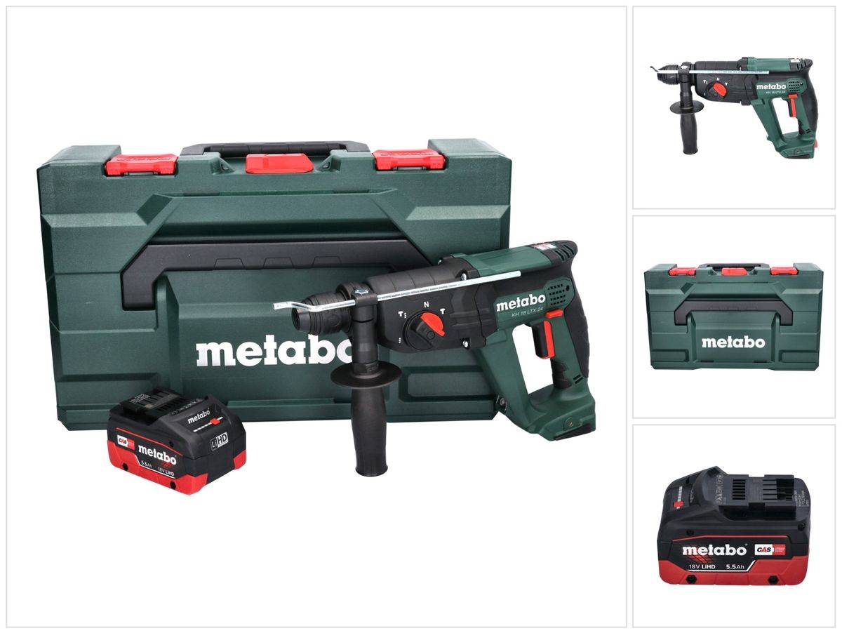 Metabo KH 18 LTX 24 Akku Kombihammer 18 V 2,1 J SDS plus + 1x Akku 5,5 Ah + metaBOX - ohne Ladegerät