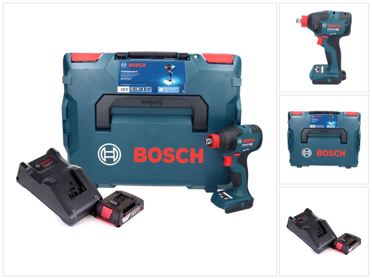 Bosch GDX 18V-210 C Professional Akku Drehschlagschrauber 18 V 210 Nm Brushless + 1x Akku 2,0 Ah + Ladegerät + Connectivity Modul + L-Boxx