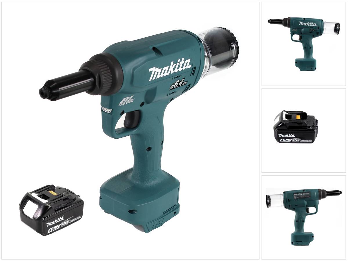 Makita DRV 250 M1 Akku Blindnietsetzgerät 18V 20kN Brushless + 1x Akku 4,0Ah - ohne Ladegerät