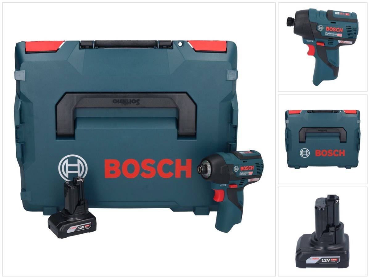 Bosch GDR 12V-110 Professional Akku Drehschlagschrauber 12 V 110 Nm 1/4" Brushless + 1x Akku 6,0 Ah + L-Boxx - ohne Ladegerät