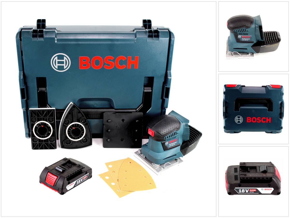 Bosch GSS 18V-10 Akku Schwingschleifer 18V + 1x Akku 2,0Ah + L-Boxx - ohne Ladegerät