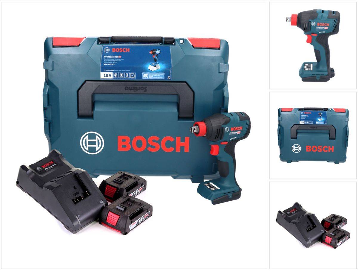 Bosch GDX 18V-210 C Professional Akku Drehschlagschrauber 18 V 210 Nm Brushless + 2x Akku 2,0 Ah + Ladegerät + Connectivity Modul + L-Boxx
