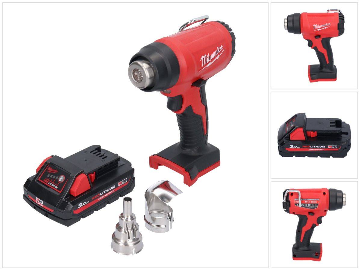 Milwaukee M18 BHG-301 Akku Heißluftgebläse 18 V 470 °C + 1x Akku 3,0 Ah - ohne Ladegerät