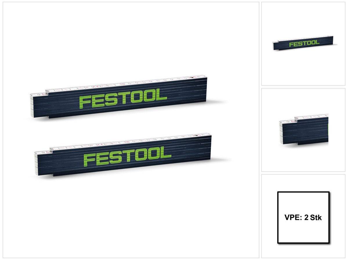 2x Festool Meterstab Zollstock Holzgliedermaßstab 2 m 10 Glieder ( 201464 )