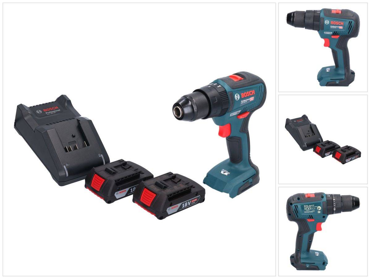 Bosch GSB 18V-55 Professional Akku Schlagbohrschrauber 18 V 55 Nm Brushless + 2x Akku 2,0 Ah + Ladegerät