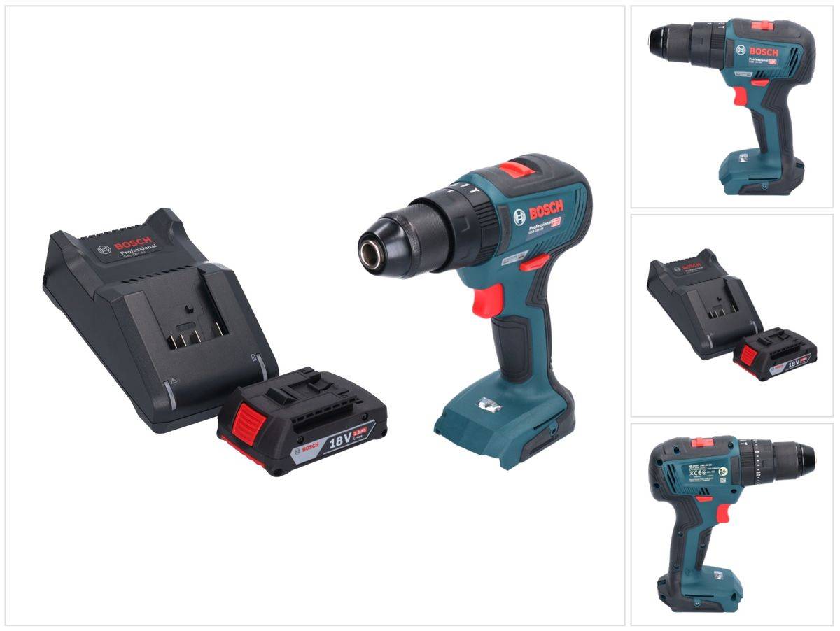 Bosch GSB 18V-55 Professional Akku Schlagbohrschrauber 18 V 55 Nm Brushless + 1x Akku 2,0 Ah + Ladegerät