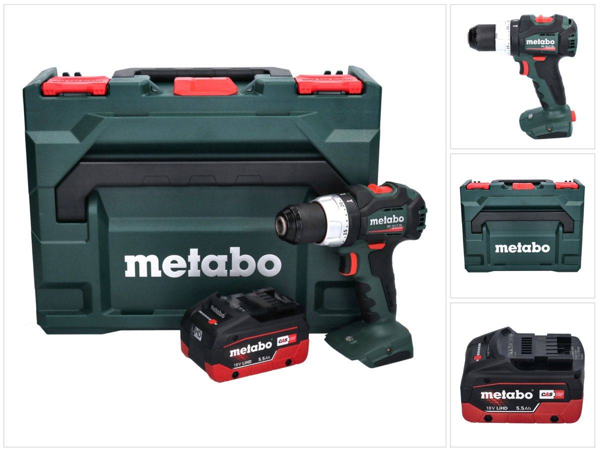 Metabo BS 18 LT BL Akku Bohrschrauber 18 V 75 Nm Brushless + 1x Akku 5,5 Ah + metaBOX - ohne Ladegerät