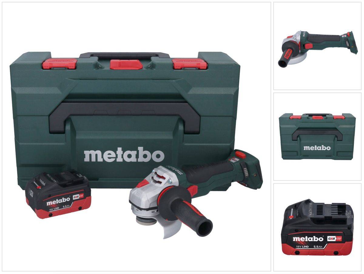 Metabo WB 18 LTX BL 15-125 Quick Akku Winkelschleifer 18 V 125 mm Brushless + 1x Akku 5,5 Ah + metaBOX - ohne Ladegerät