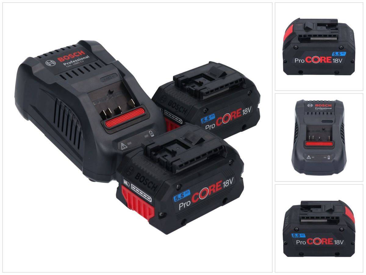 Bosch Starter Set 2x ProCORE 18 V 5,5 Ah Professional Akku + GAL 1880 CV Ladegerät ( 1600A0214C )