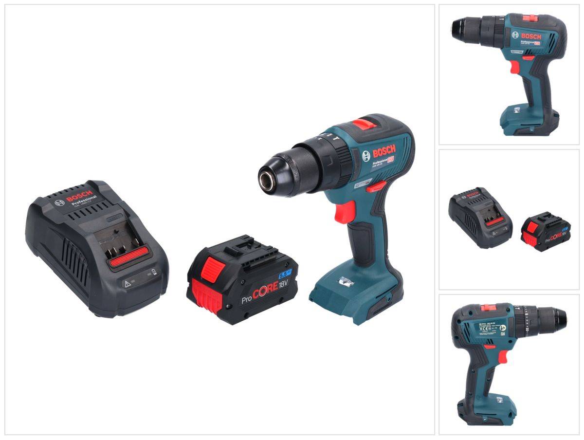 Bosch GSB 18V-55 Professional Akku Schlagbohrschrauber 18 V 55 Nm Brushless + 1x ProCORE Akku 5,5 Ah + Ladegerät