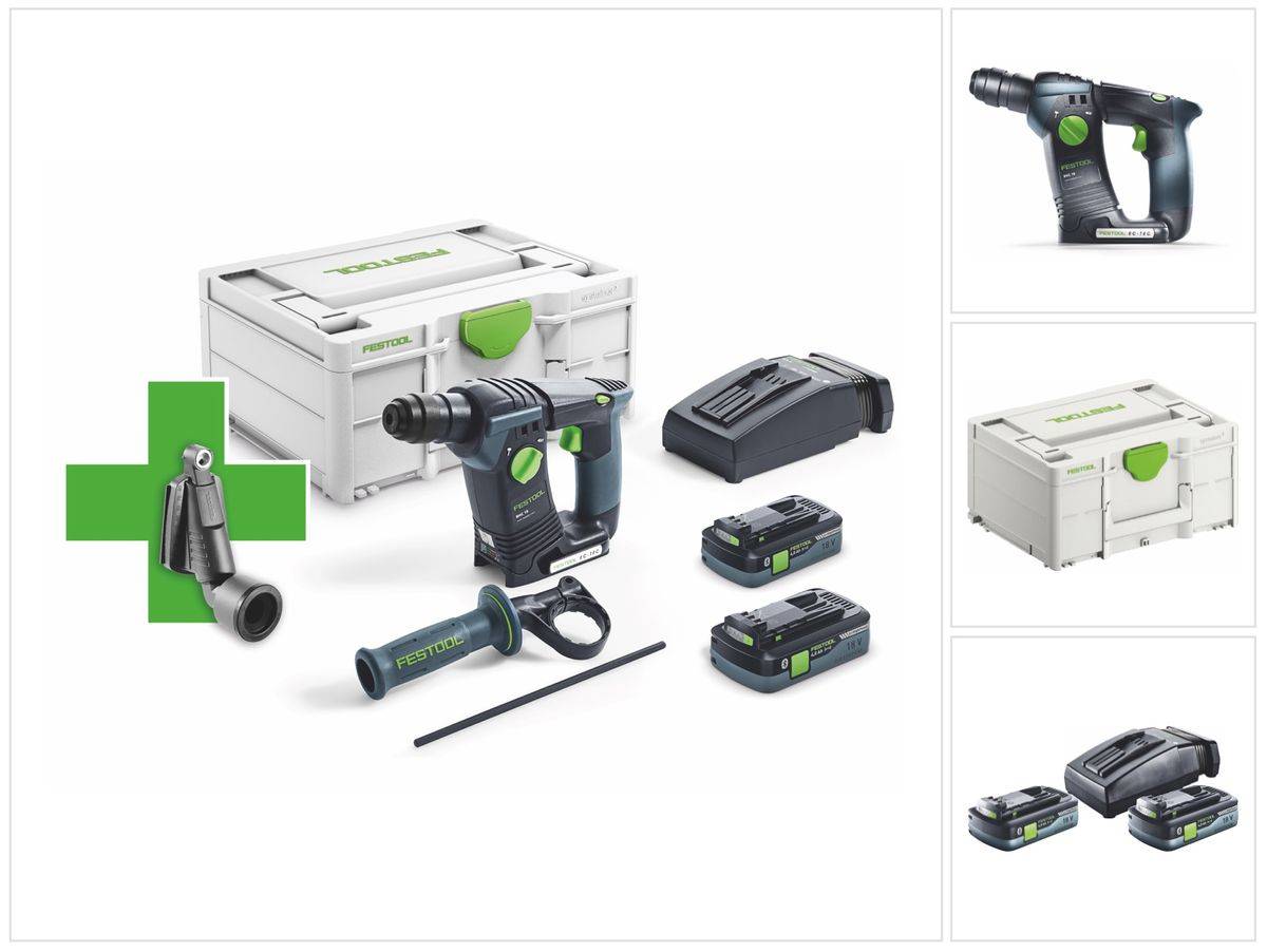 Festool BHC 18 HPC 4,0 I-Plus Promo 21 Akku Bohrhammer 18 V 25 Nm 1,8 J SDS Plus Brushless ( 577206 ) + 2x Akku 4,0 Ah + Ladegerät + Bohrstaubdüse