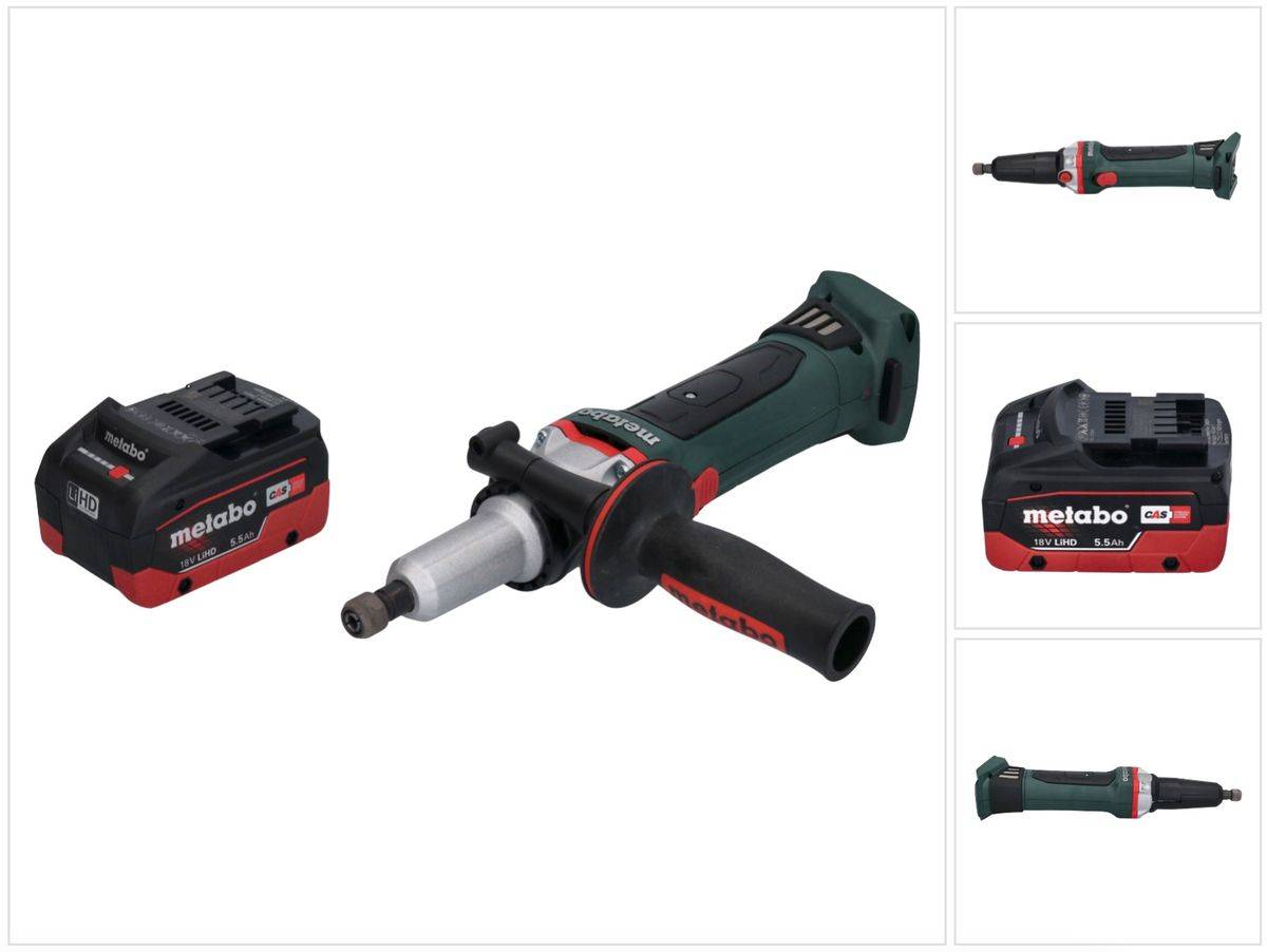 Metabo GA 18 LTX G Akku Geradschleifer 18 V 6 mm + 1x Akku 5,5 Ah - ohne Ladegerät