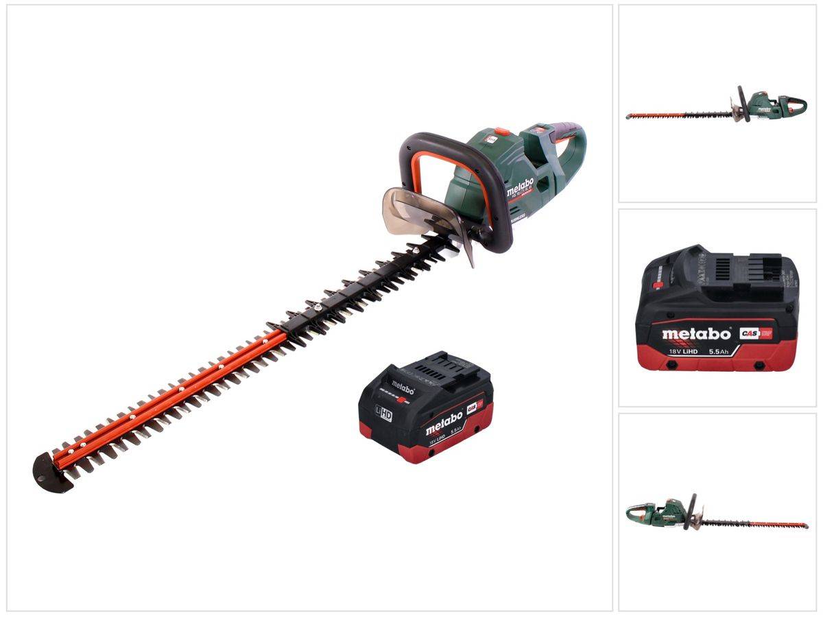 Metabo HS 18 LTX BL 75 Akku Heckenschere 18 V 75 cm Brushless + 1x Akku 5,5 Ah - ohne Ladegerät